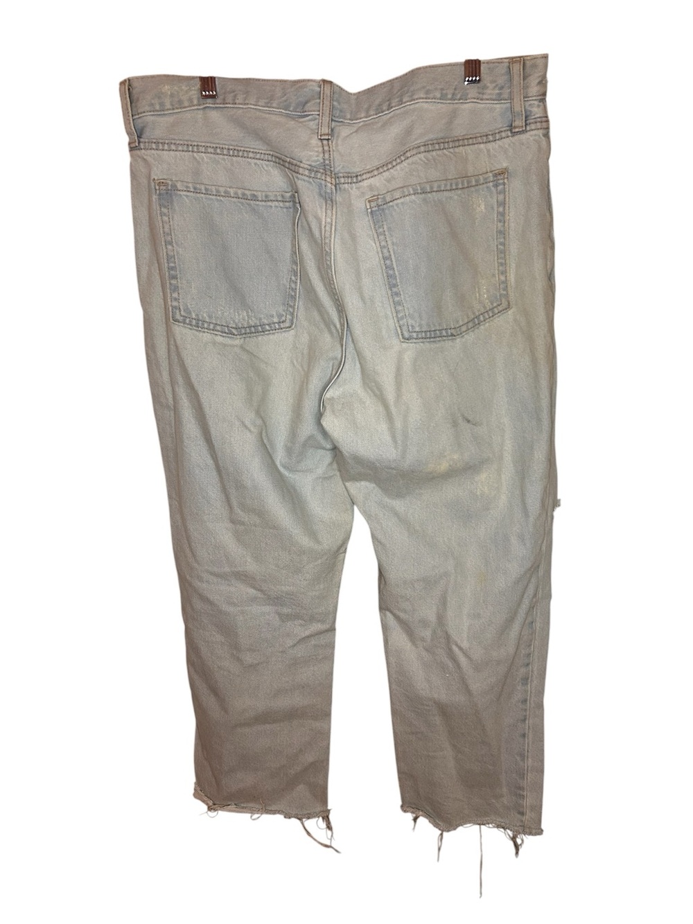 Old Navy Slouchy Straight Distressed Jeans Women’s Size 12 Light Wash - Picture 3 of 11